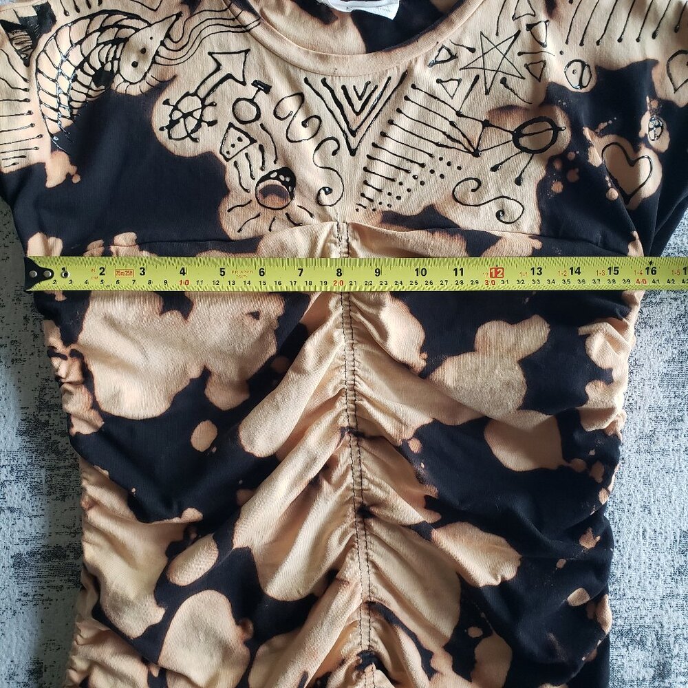 Hand painted black tie dye MNG top custom DIY ooak - Picture 14 of 16